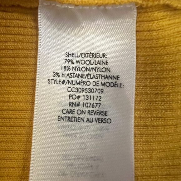 Alice + Olivia Senaida Cropped Mock Neck Jewel Tone Yellow Ribbed Sweater- Sz M - Picture 4 of 7